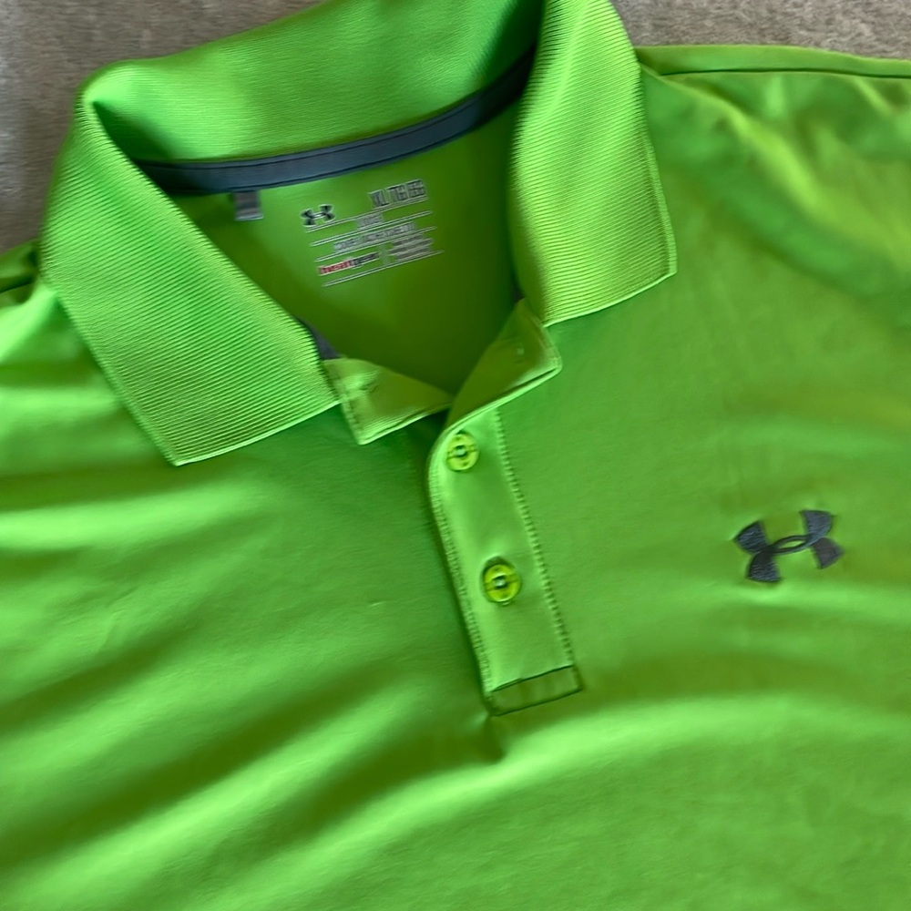 XL lime green embroidered under armour polo